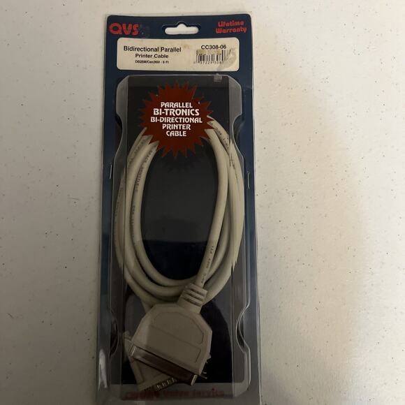 QVS 6FT CC308-06 BIDIRECTIONAL Bi-tropics PARRALLEL Printer CABLE New - Picture 1 of 3